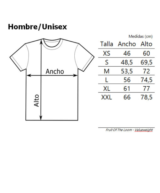 Tallas-Hombre-Unisex-Fruit-of-the-loom-Valueweight