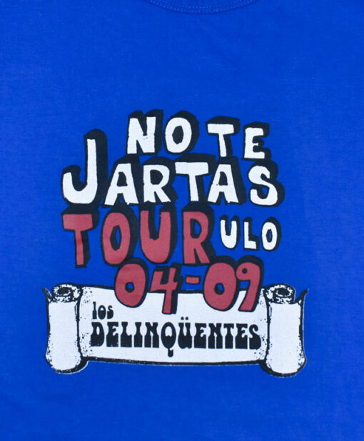 Camiseta-mujer-Los-Delinquentes-No-te-jartas-azul-detalle