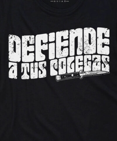 Camiseta-Quinqui-Sound-Defiende-A-Tus-Colegas-blanca-negra-detalle-2