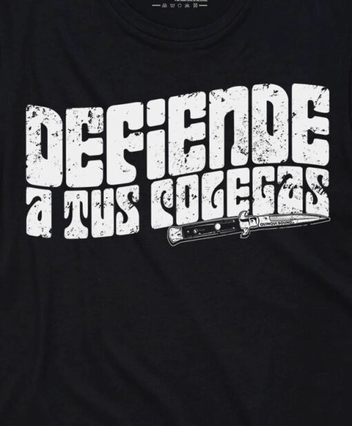 Camiseta-Quinqui-Sound-Defiende-A-Tus-Colegas-blanca-negra-detalle-2