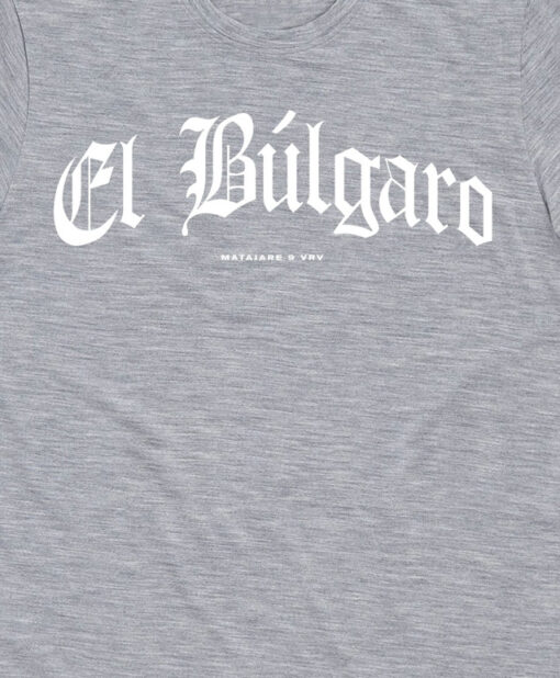 camiseta migue benitez matajare el bulgaro gris logo blanco detalle