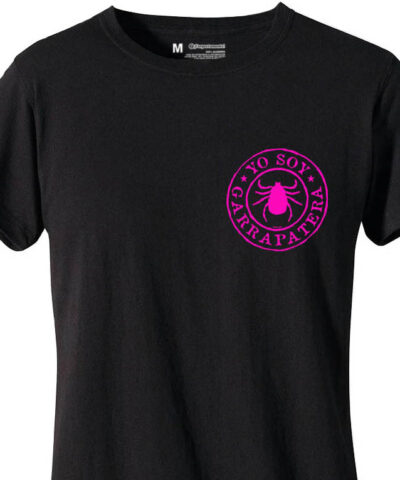 Camiseta Mujer Negra logo rosa yo soy garrapatera detalle