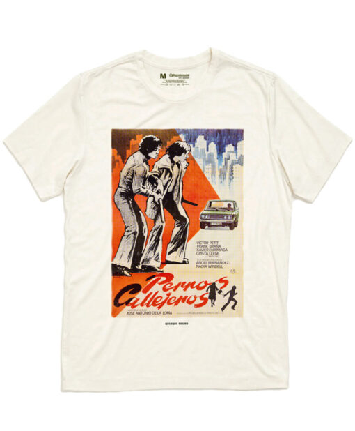 camiseta quinqui sound perros callejeros blanca natural