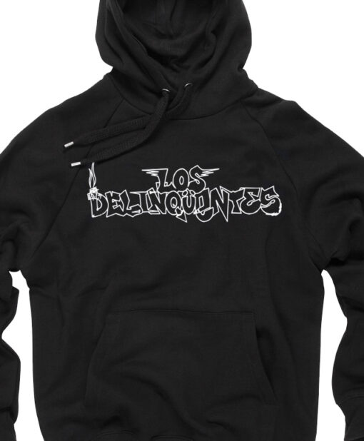 sudadera unisex los delinquentes alitas negra detalle